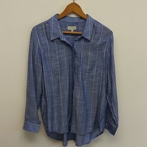Lucky Brand Embroidered Striped Blouse Blue